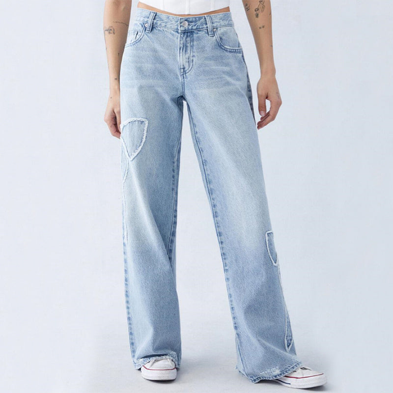 Lily - Frayed Butterfly Jeans