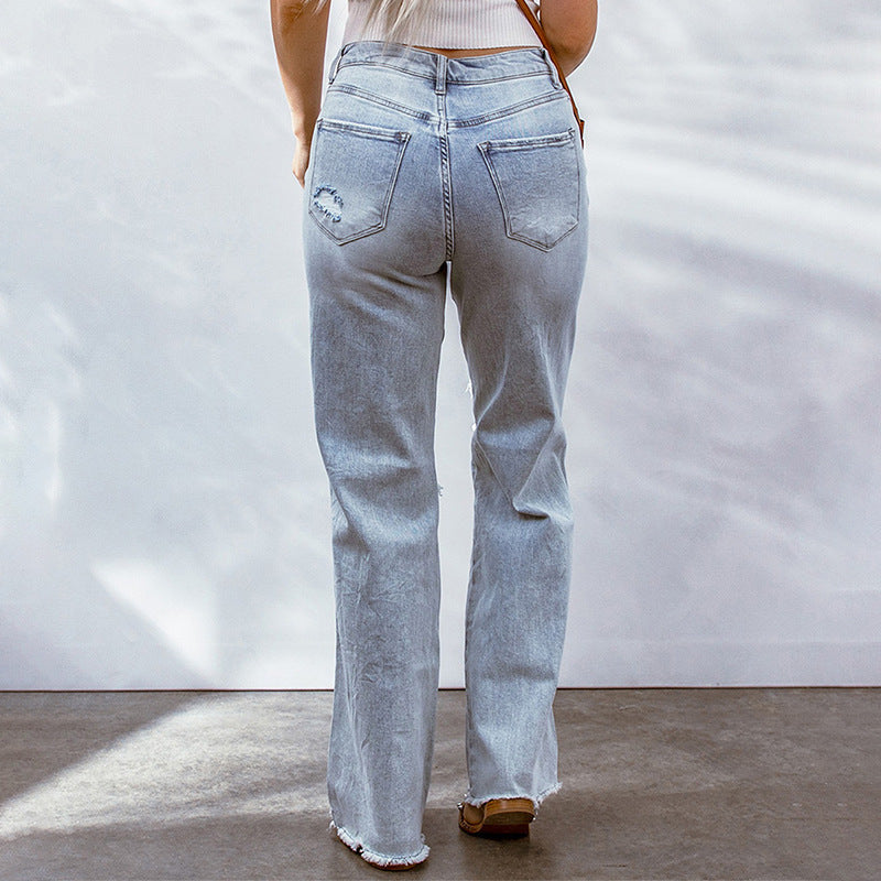 Jelani - Ripped Hollow-out Wide-leg