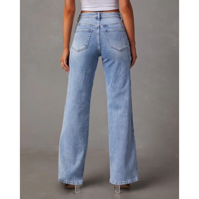 Lena - Patchwork Women's Wide Leg Jeans