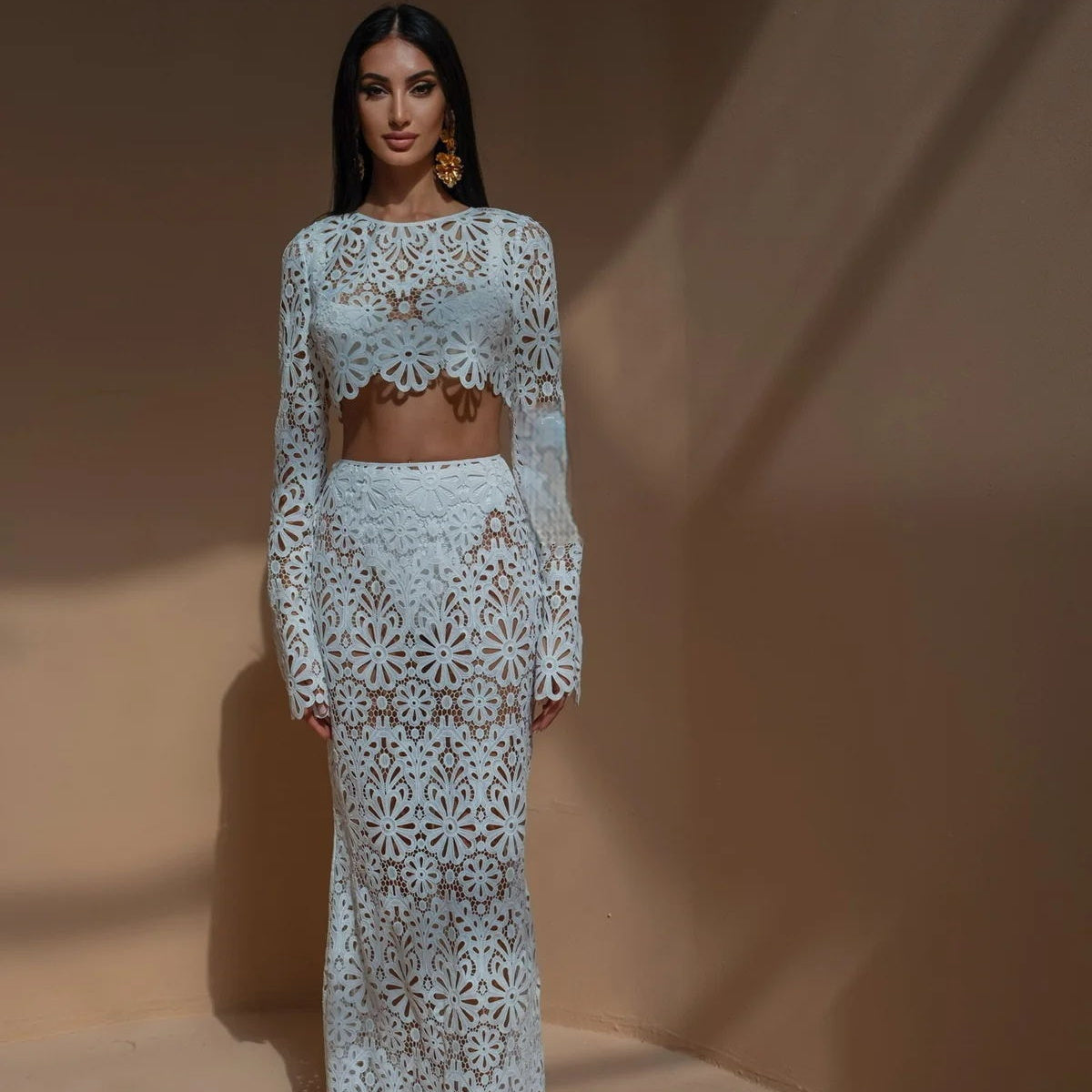 Alice - Lace Tops Skirt Two-piece Suit