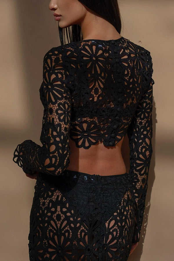 Alice - Lace Tops Skirt Two-piece Suit