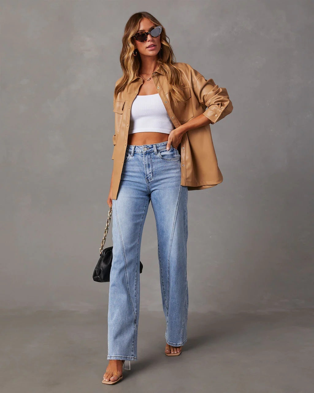 Lena - Patchwork Women's Wide Leg Jeans