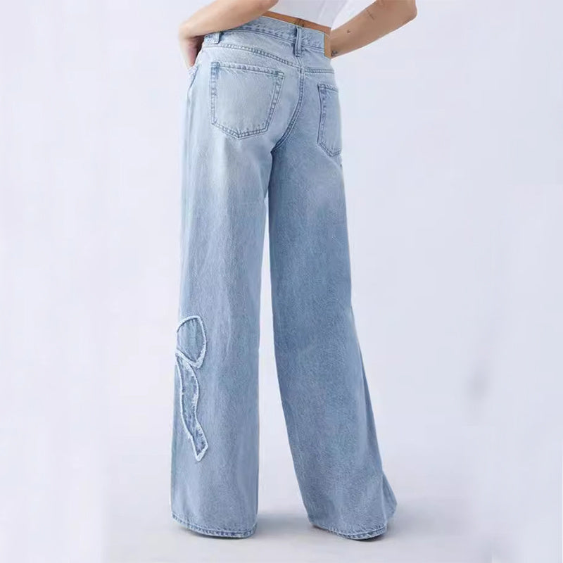 Lily - Frayed Butterfly Jeans