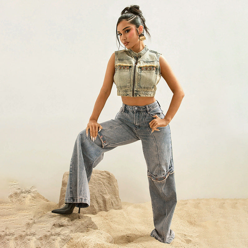 Natalia - Washed And Worn Straight Jeans