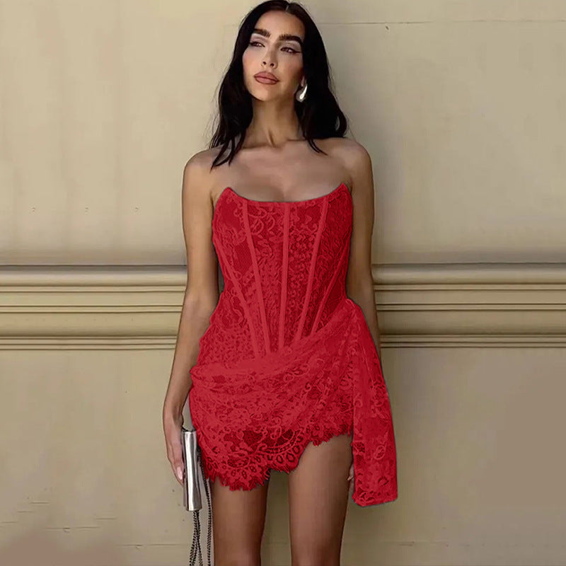 Sheah - Sexy Strapless Lace Dress