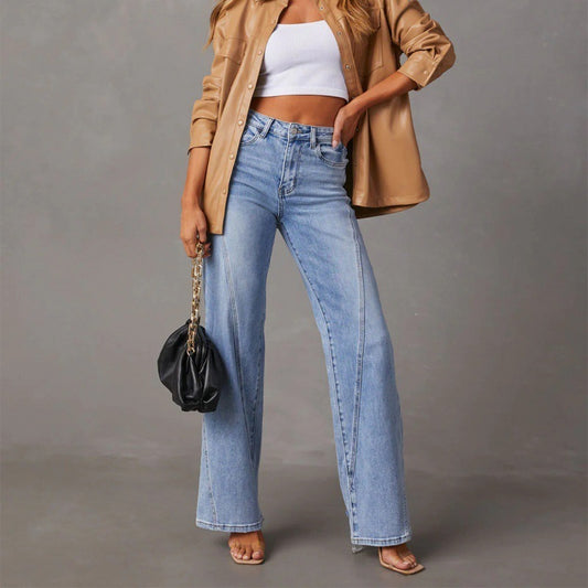 Lena - Patchwork Women's Wide Leg Jeans