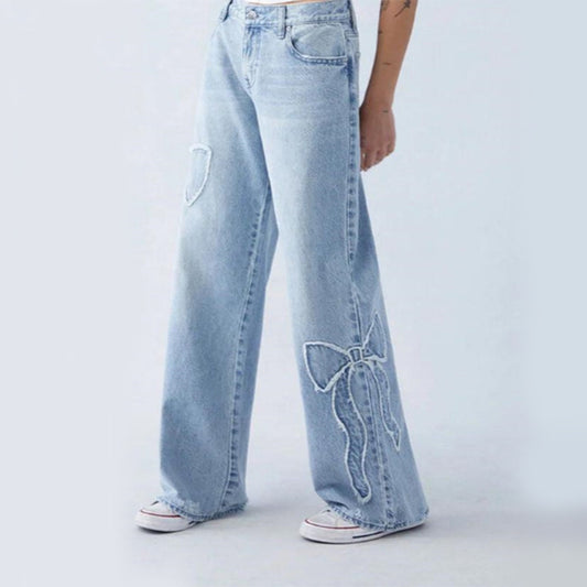 Lily - Frayed Butterfly Jeans