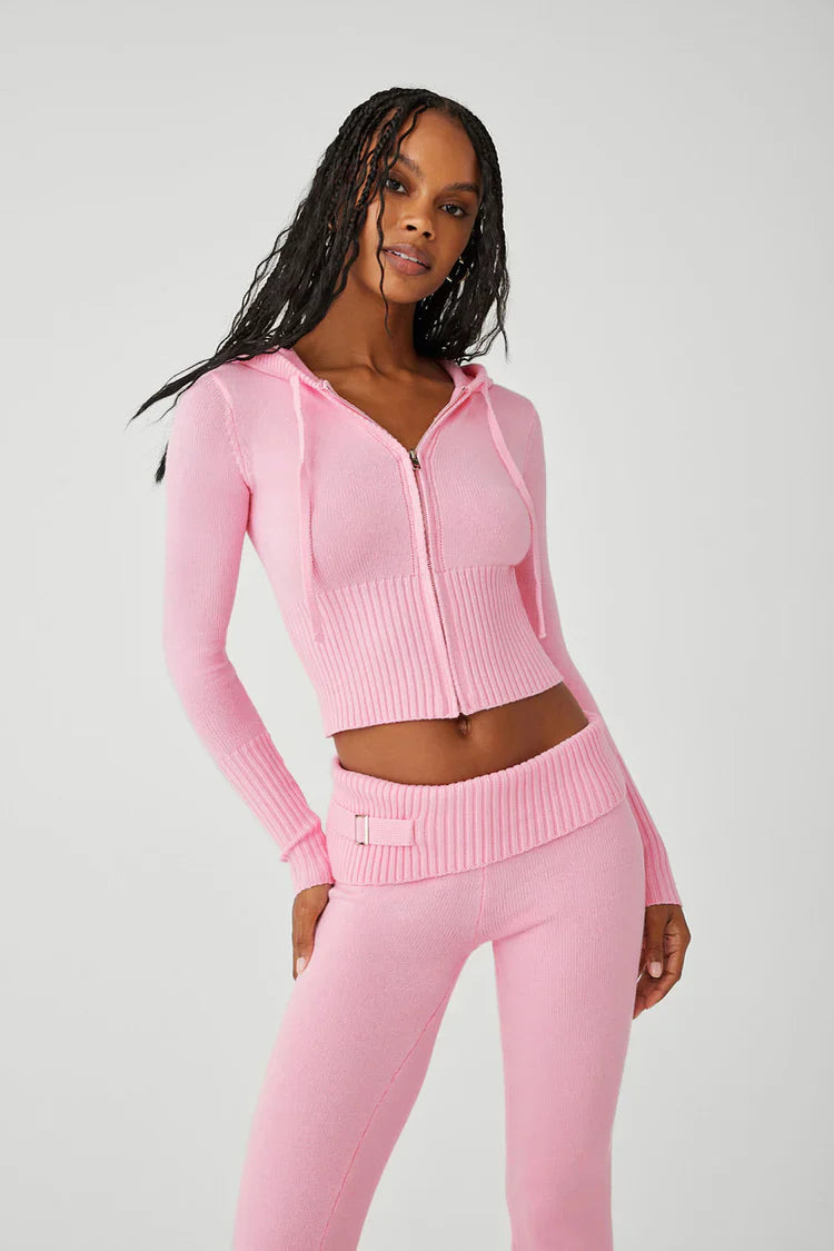 Islah - Knit Hoodie, Low Rise Pants Set