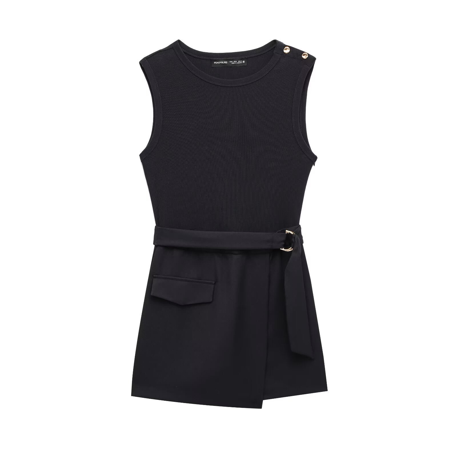 European And American Style Slim Fit With Belt Stitching One-piece Culotte