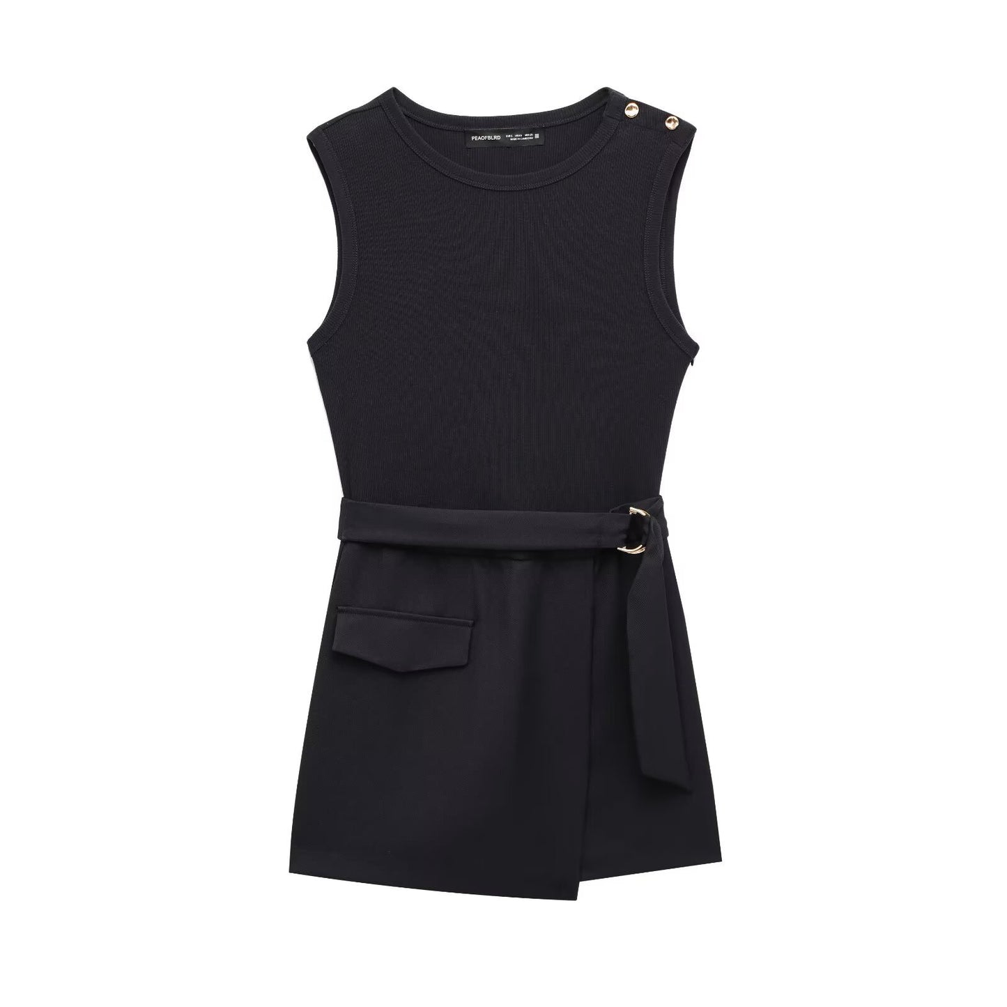 European And American Style Slim Fit With Belt Stitching One-piece Culotte