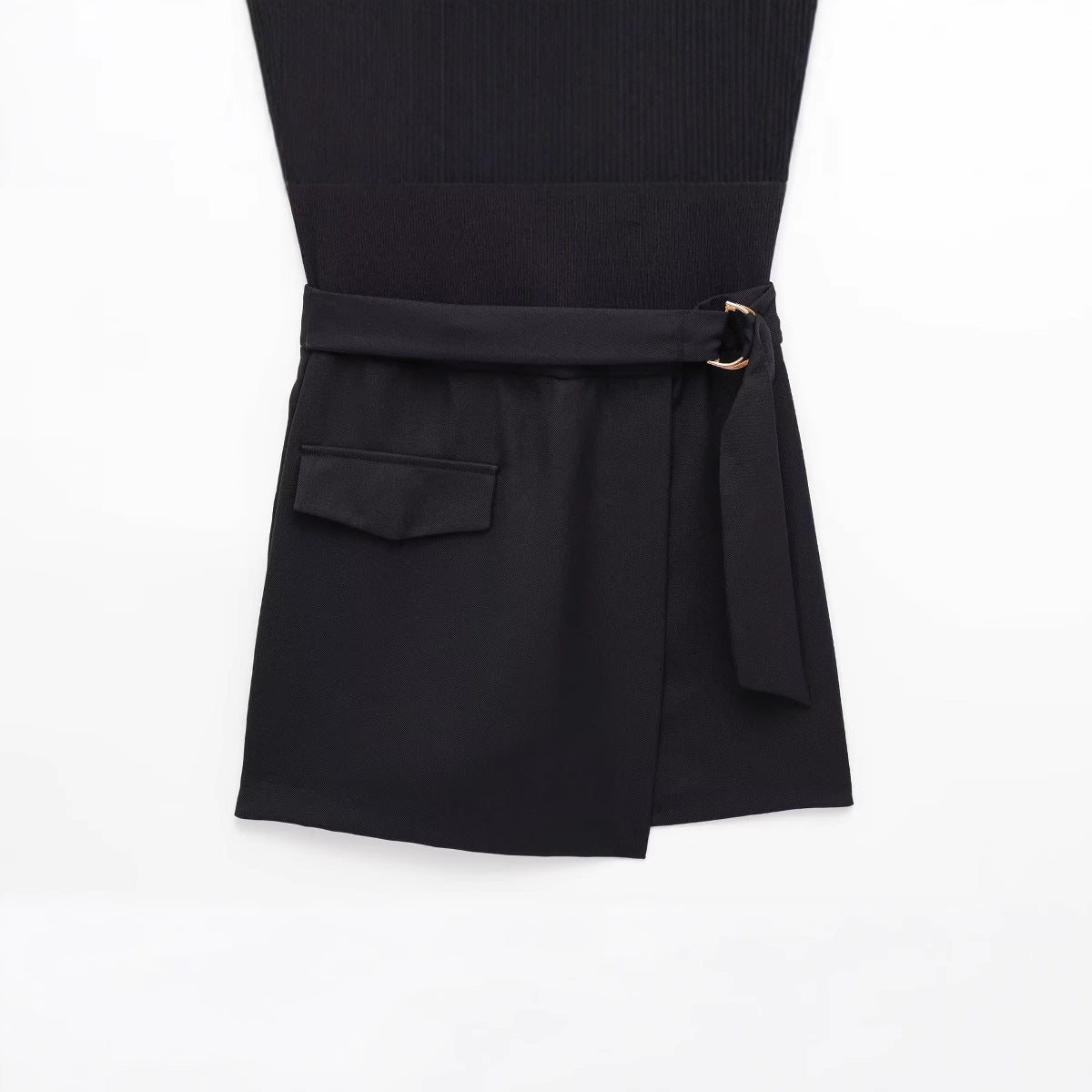 European And American Style Slim Fit With Belt Stitching One-piece Culotte