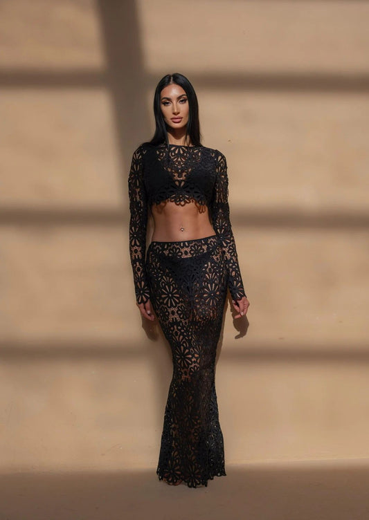 Alice - Lace Tops Skirt Two-piece Suit